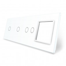 Сенсорная панель выключателя 4 сенсора и розетку (1-1-2-0) белый стекло