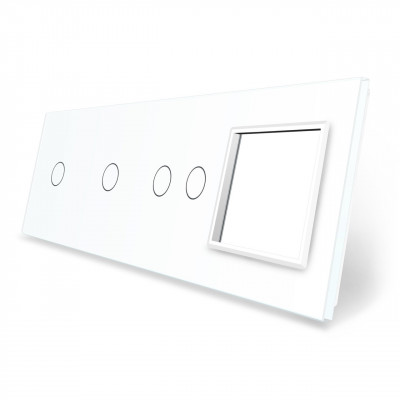 Сенсорная панель выключателя 4 сенсора и розетку (1-1-2-0) белый стекло