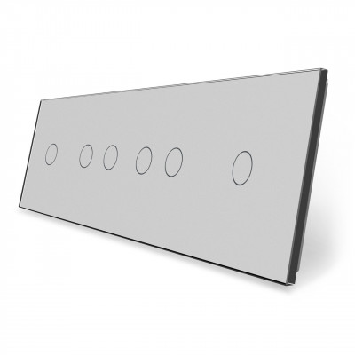 Сенсорная панель выключателя 6 сенсоров (1-2-2-1) серый стекло