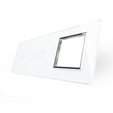 Сенсорная панель комбинированная для выключателя 3 сенсора 1 розетка (1-2-0) белый хром стекло