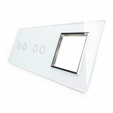 Сенсорная панель комбинированная для выключателя 4 сенсора 1 розетка (2-2-0) белый хром стекло
