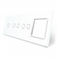 Сенсорная панель выключателя 5 сенсоров и розетку (1-2-2-0) белый стекло