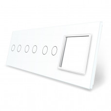 Сенсорная панель выключателя 6 сенсоров и розетку (2-2-2-0) белый стекло
