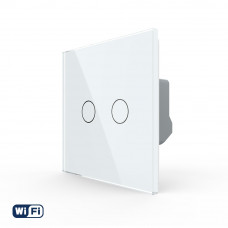 Умный сенсорный Wi-Fi выключатель 2 сенсора белый стекло