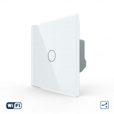 Умный сенсорный Wi-Fi проходной выключатель 1 сенсор белый стекло