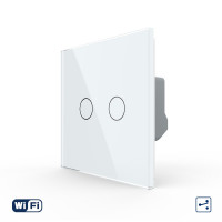 Умный сенсорный Wi-Fi проходной выключатель 2 сенсора белый стекло