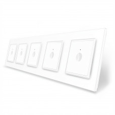 Сенсорный выключатель Sense 5 сенсоров (1-1-1-1-1) белый стекло