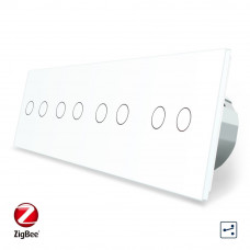 Умный сенсорный проходной выключатель 8 сенсоров (2-2-2-2) белый стекло