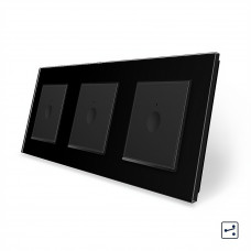 Сенсорный проходной выключатель Sense 3 сенсора (1-1-1) черный стекло