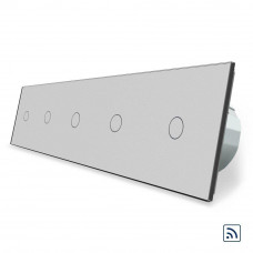 Сенсорный радиоуправляемый выключатель 5 каналов (1-1-1-1-1) серый стекло