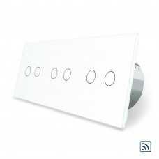 Сенсорный радиоуправляемый выключатель 6 каналов (2-2-2) белый стекло