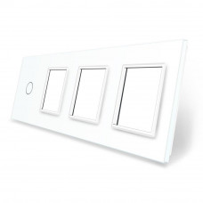Сенсорная панель комбинированная для выключателя 1 сенсор 3 розетки (1-0-0-0) белый стекло