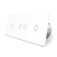 Сенсорный выключатель 4 сенсора (1-2-1) белый стекло