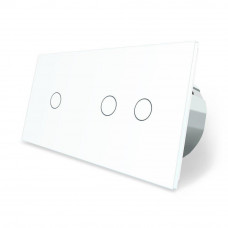 Сенсорный выключатель 3 сенсора (1-2) белый стекло