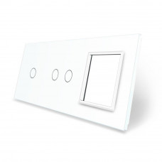 Сенсорная панель комбинированная для выключателя 3 сенсора 1 розетка (1-2-0) белый стекло