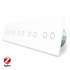 Умный сенсорный ZigBee выключатель 10 сенсоров (2-2-2-2-2) белый стекло