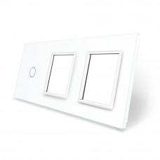 Сенсорная панель комбинированная для выключателя 1 сенсор 2 розетки (1-0-0) белый стекло