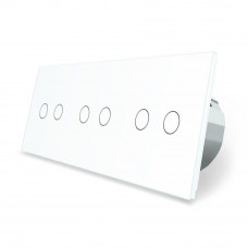 Сенсорный выключатель 6 сенсоров (2-2-2) белый стекло