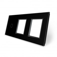 Сенсорная панель комбинированная для выключателя 1 сенсор 2 розетки (1-0-0) черный стекло