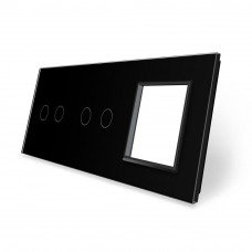 Сенсорная панель комбинированная для выключателя 4 сенсора 1 розетка (2-2-0) черный стекло
