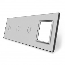 Сенсорная панель комбинированная для выключателя 3 сенсора 1 розетка (1-1-1-0) серый стекло