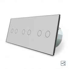 Сенсорный проходной выключатель 6 сенсоров (2-2-2) серый стекло