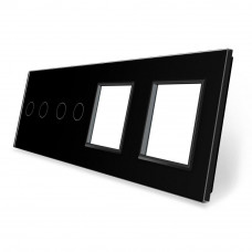 Сенсорная панель комбинированная для выключателя 4 сенсора 2 розетки (2-2-0-0) черный стекло