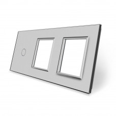 Сенсорная панель комбинированная для выключателя 1 сенсор 2 розетки (1-0-0) серый стекло