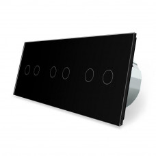 Сенсорный выключатель 6 сенсоров (2-2-2) черный стекло
