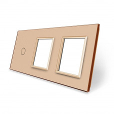 Сенсорная панель комбинированная для выключателя 1 сенсор 2 розетки (1-0-0) золото стекло