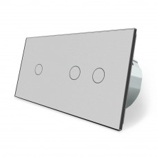 Сенсорный выключатель 3 сенсора (1-2) серый стекло