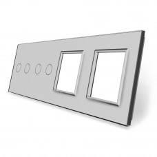 Сенсорная панель комбинированная для выключателя 4 сенсора 2 розетки (2-2-0-0) серый стекло