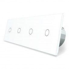 Сенсорный выключатель 4 сенсора (1-1-1-1) белый стекло