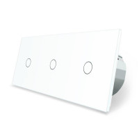 Сенсорный выключатель 3 сенсора (1-1-1) белый стекло