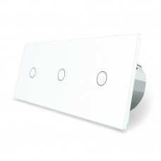 Сенсорный выключатель 3 сенсора (1-1-1) белый стекло