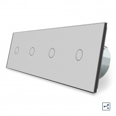 Сенсорный проходной выключатель 4 сенсора (1-1-1-1) серый стекло