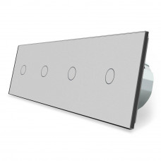 Сенсорный выключатель 4 сенсора (1-1-1-1) серый стекло