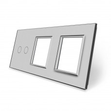 Сенсорная панель комбинированная для выключателя 2 сенсора 2 розетки (2-0-0) серый стекло