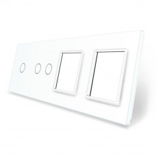 Сенсорная панель комбинированная для выключателя 3 сенсора 2 розетки (1-2-0-0) белый стекло