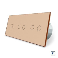 Сенсорный радиоуправляемый выключатель 5 сенсоров (1-2-2) золото стекло