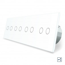 Сенсорный проходной выключатель 8 сенсоров (2-2-2-2) белый стекло
