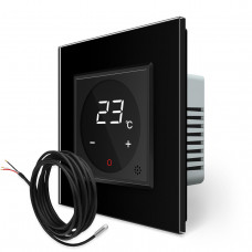 Терморегулятор сенсорний з зовнішнім датчиком температури для теплої підлоги чорний скло
