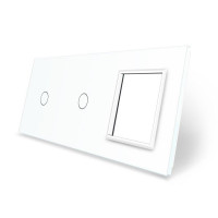 Панель для сенсорного вимикача 2 сенсори 1 розетка (1-1-0) білий скло