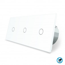 Бесконтактный выключатель 3 сенсора (1-1-1) белый стекло