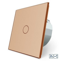 Сенсорный радиоуправляемый проходной выключатель 1 сенсор золото стекло