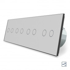 Сенсорный проходной выключатель 8 сенсоров (2-2-2-2) серый стекло