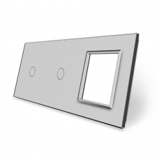 Сенсорная панель комбинированная для выключателя 2 сенсора 1 розетка (1-1-0) серый стекло