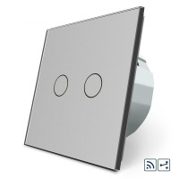 Сенсорний радіокерований прохідний вимикач 2 сенсора сірий скло