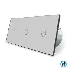 Бесконтактный выключатель 3 сенсора (1-1-1) серый стекло