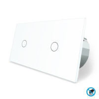 Бесконтактный выключатель 2 сенсора (1-1) белый стекло